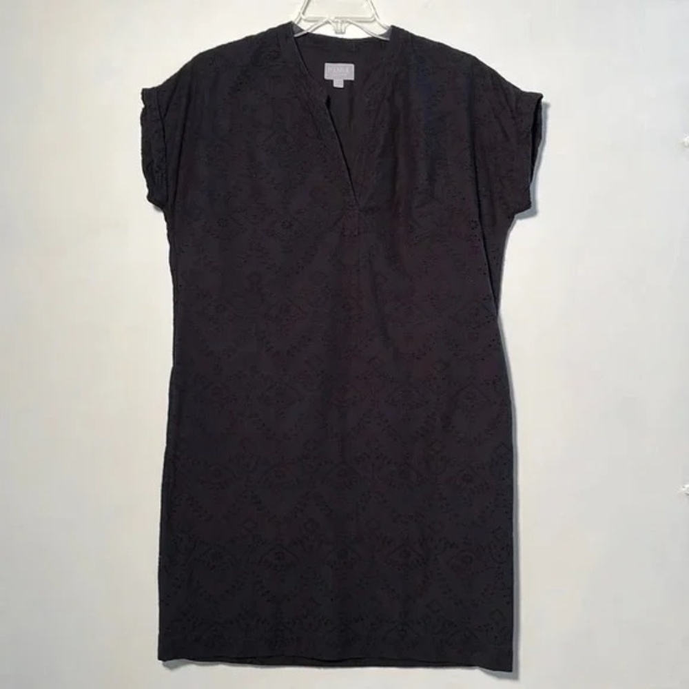 Pure Collection Eyelet V-Neck Cap Sleeve Lined Cotton Dress with Pockets